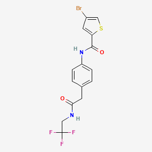 molecular formula C15H12BrF3N2O2S B2755892 4-bromo-N-(4-(2-oxo-2-((2,2,2-trifluoroethyl)amino)ethyl)phenyl)thiophene-2-carboxamide CAS No. 1448078-34-9