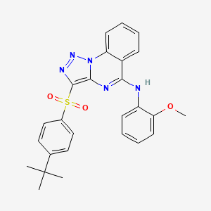 molecular formula C26H25N5O3S B2755898 3-(4-TERT-BUTYLBENZENESULFONYL)-N-(2-METHOXYPHENYL)-[1,2,3]TRIAZOLO[1,5-A]QUINAZOLIN-5-AMINE CAS No. 866848-22-8