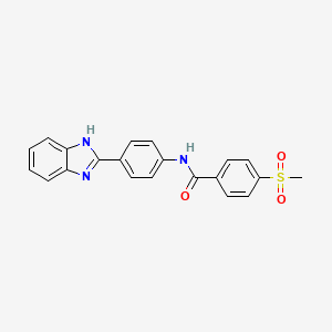 molecular formula C21H17N3O3S B2755910 N-[4-(1H-苯并咪唑-2-基)苯基]-4-甲磺酰基苯甲酰胺 CAS No. 896343-42-3
