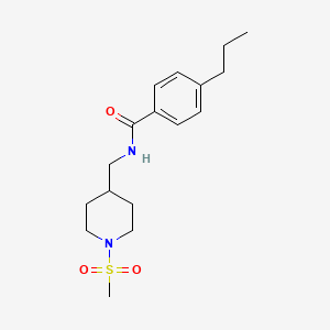 molecular formula C17H26N2O3S B2755920 N-((1-(methylsulfonyl)piperidin-4-yl)methyl)-4-propylbenzamide CAS No. 1234842-42-2