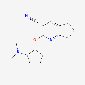 molecular formula C16H21N3O B2755927 2-{[2-(二甲基氨基)环戊基]氧基}-5H,6H,7H-环戊[2,3-b]吡啶-3-碳腈 CAS No. 2199591-88-1