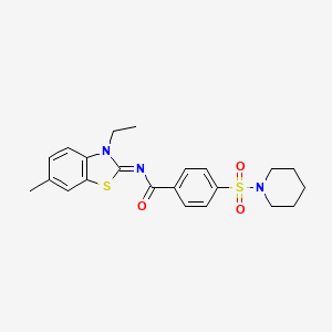 molecular formula C22H25N3O3S2 B2755930 N-(3-ethyl-6-methyl-1,3-benzothiazol-2-ylidene)-4-piperidin-1-ylsulfonylbenzamide CAS No. 850908-99-5