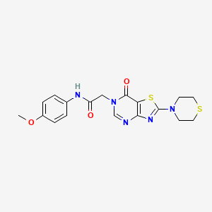 molecular formula C18H19N5O3S2 B2755934 N-(4-methoxyphenyl)-2-(7-oxo-2-thiomorpholinothiazolo[4,5-d]pyrimidin-6(7H)-yl)acetamide CAS No. 1223794-76-0