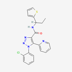 molecular formula C21H18ClN5OS B2755937 1-(2-chlorophenyl)-5-pyridin-2-yl-N-[1-(2-thienyl)propyl]-1H-1,2,3-triazole-4-carboxamide CAS No. 1396708-53-4