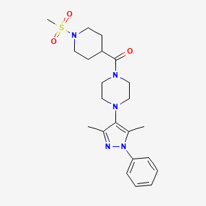 (4-(3,5-dimethyl-1-phenyl-1H-pyrazol-4-yl)piperazin-1-yl)(1-(methylsulfonyl)piperidin-4-yl)methanone