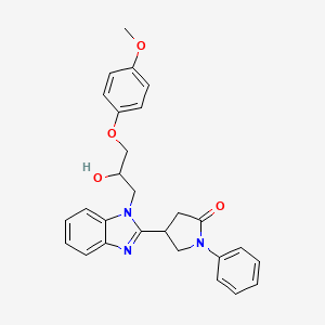 molecular formula C27H27N3O4 B2755953 4-{1-[2-hydroxy-3-(4-methoxyphenoxy)propyl]-1H-benzimidazol-2-yl}-1-phenylpyrrolidin-2-one CAS No. 1018161-80-2