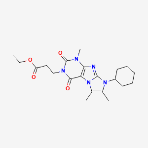 ethyl 3-(8-cyclohexyl-1,6,7-trimethyl-2,4-dioxo-1H-imidazo[2,1-f]purin-3(2H,4H,8H)-yl)propanoate