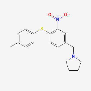molecular formula C18H20N2O2S B2755982 1-{4-[(4-Methylphenyl)sulfanyl]-3-nitrobenzyl}pyrrolidine CAS No. 477869-45-7