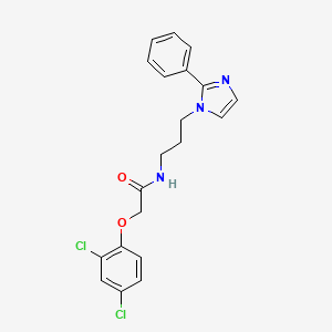 molecular formula C20H19Cl2N3O2 B2755997 2-(2,4-dichlorophenoxy)-N-(3-(2-phenyl-1H-imidazol-1-yl)propyl)acetamide CAS No. 1421443-13-1