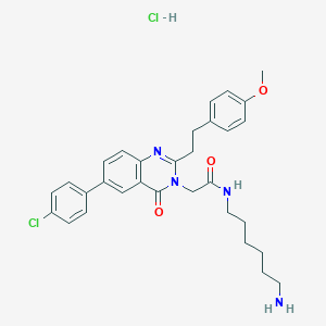 molecular formula C31H36Cl2N4O3 B2755998 N-(6-Aminohexyl)-2-[6-(4-chlorophenyl)-2-[2-(4-methoxyphenyl)ethyl]-4-oxoquinazolin-3-yl]acetamide;hydrochloride CAS No. 2460757-48-4