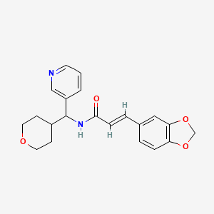 (E)-3-(benzo[d][1,3]dioxol-5-yl)-N-(pyridin-3-yl(tetrahydro-2H-pyran-4-yl)methyl)acrylamide
