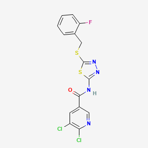 5,6-dichloro-N-[5-[(2-fluorophenyl)methylsulfanyl]-1,3,4-thiadiazol-2-yl]pyridine-3-carboxamide