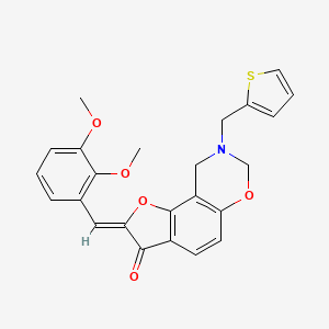 molecular formula C24H21NO5S B2756006 (Z)-2-(2,3-dimethoxybenzylidene)-8-(thiophen-2-ylmethyl)-8,9-dihydro-2H-benzofuro[7,6-e][1,3]oxazin-3(7H)-one CAS No. 929843-70-9
