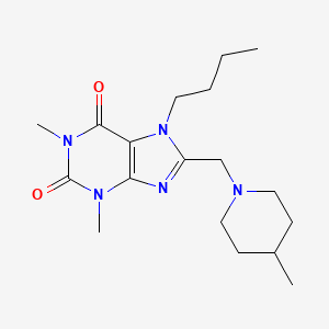 7-butyl-1,3-dimethyl-8-[(4-methylpiperidin-1-yl)methyl]-3,7-dihydro-1H-purine-2,6-dione