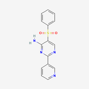molecular formula C15H12N4O2S B2756020 5-(苯基磺酰基)-2-(3-吡啶基)-4-吡咪啉胺 CAS No. 339107-51-6