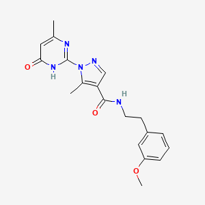 molecular formula C19H21N5O3 B2756023 N-(3-甲氧基苯乙基)-5-甲基-1-(4-甲基-6-氧代-1,6-二氢嘧啶-2-基)-1H-吡唑-4-甲酰胺 CAS No. 1172099-56-7