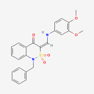 molecular formula C24H22N2O5S B2756024 (3E)-1-benzyl-3-{[(3,4-dimethoxyphenyl)amino]methylidene}-1H-2,1-benzothiazin-4(3H)-one 2,2-dioxide CAS No. 893314-23-3
