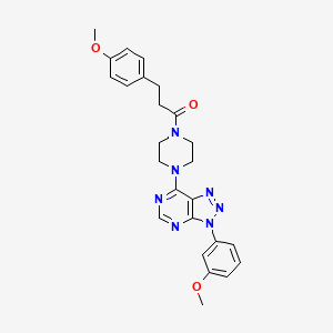 molecular formula C25H27N7O3 B2756032 3-(4-methoxyphenyl)-1-(4-(3-(3-methoxyphenyl)-3H-[1,2,3]triazolo[4,5-d]pyrimidin-7-yl)piperazin-1-yl)propan-1-one CAS No. 920376-08-5
