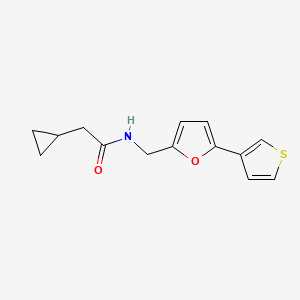 molecular formula C14H15NO2S B2756047 2-cyclopropyl-N-((5-(thiophen-3-yl)furan-2-yl)methyl)acetamide CAS No. 2034340-36-6