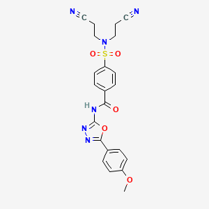 molecular formula C22H20N6O5S B2756057 4-[bis(2-cyanoethyl)sulfamoyl]-N-[5-(4-methoxyphenyl)-1,3,4-oxadiazol-2-yl]benzamide CAS No. 501352-21-2