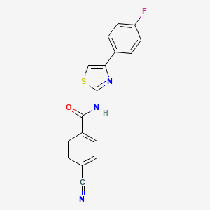 molecular formula C17H10FN3OS B2756063 4-cyano-N-[4-(4-fluorophenyl)-1,3-thiazol-2-yl]benzamide CAS No. 313274-55-4