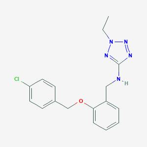 molecular formula C17H18ClN5O B275607 N-{2-[(4-chlorobenzyl)oxy]benzyl}-2-ethyl-2H-tetrazol-5-amine 
