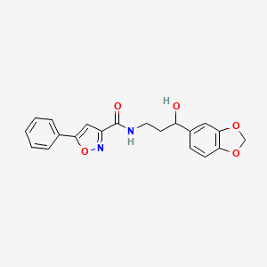 molecular formula C20H18N2O5 B2756070 N-(3-(苯并[d][1,3]二噁杂环-5-基)-3-羟基丙基)-5-苯基异噁唑-3-甲酰胺 CAS No. 1421508-40-8