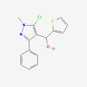 molecular formula C15H13ClN2OS B2756071 (5-chloro-1-methyl-3-phenyl-1H-pyrazol-4-yl)(2-thienyl)methanol CAS No. 29939-18-2