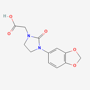 molecular formula C12H12N2O5 B2756075 2-(3-(Benzo[d][1,3]dioxol-5-yl)-2-oxoimidazolidin-1-yl)acetic acid CAS No. 1511949-97-5