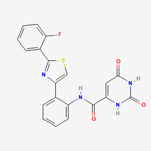 molecular formula C20H13FN4O3S B2756081 N-(2-(2-(2-fluorophenyl)thiazol-4-yl)phenyl)-2,6-dioxo-1,2,3,6-tetrahydropyrimidine-4-carboxamide CAS No. 1797286-09-9