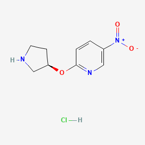 molecular formula C9H12ClN3O3 B2756082 (R)-5-Nitro-2-(pyrrolidin-3-yloxy)pyridine hydrochloride CAS No. 1286209-00-4