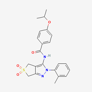 molecular formula C22H23N3O4S B2756083 4-异丙氧基-N-[2-(2-甲基苯基)-5,5-二氧代-2,6-二氢-4H-噻吩[3,4-c]吡唑-3-基]苯甲酰胺 CAS No. 449785-87-9