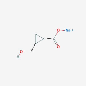 molecular formula C5H7NaO3 B2756087 钠；(1S,2R)-2-(羟甲基)环丙烷-1-羧酸 CAS No. 121960-87-0