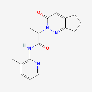 molecular formula C16H18N4O2 B2756095 N-(3-methylpyridin-2-yl)-2-(3-oxo-3,5,6,7-tetrahydro-2H-cyclopenta[c]pyridazin-2-yl)propanamide CAS No. 2034362-97-3