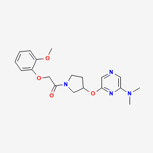 molecular formula C19H24N4O4 B2756097 1-(3-((6-(Dimethylamino)pyrazin-2-yl)oxy)pyrrolidin-1-yl)-2-(2-methoxyphenoxy)ethanone CAS No. 2034334-50-2