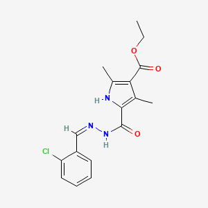 ethyl 5-[[(Z)-(2-chlorophenyl)methylideneamino]carbamoyl]-2,4-dimethyl-1H-pyrrole-3-carboxylate