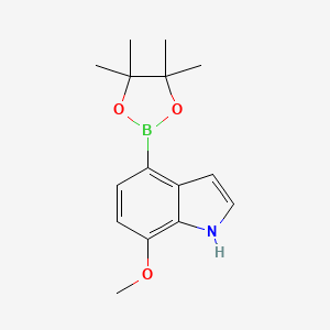 molecular formula C15H20BNO3 B2756118 7-甲氧基-4-(4,4,5,5-四甲基-1,3,2-二噁硼杂环戊-2-基)-1H-吲哚 CAS No. 1449581-00-3