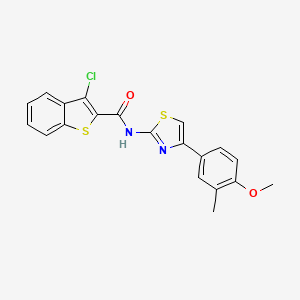molecular formula C20H15ClN2O2S2 B2756122 3-chloro-N-[4-(4-methoxy-3-methylphenyl)-1,3-thiazol-2-yl]-1-benzothiophene-2-carboxamide CAS No. 330202-03-4