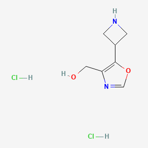molecular formula C7H12Cl2N2O2 B2756136 [5-(Azetidin-3-yl)-1,3-oxazol-4-yl]methanol;dihydrochloride CAS No. 2344685-18-1