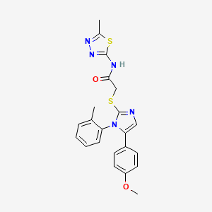molecular formula C22H21N5O2S2 B2756137 2-((5-(4-methoxyphenyl)-1-(o-tolyl)-1H-imidazol-2-yl)thio)-N-(5-methyl-1,3,4-thiadiazol-2-yl)acetamide CAS No. 1207010-95-4