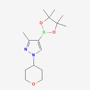 molecular formula C15H25BN2O3 B2756145 3-Methyl-1-(tetrahydro-2H-pyran-4-yl)-4-(4,4,5,5-tetramethyl-1,3,2-dioxaborolan-2-yl)-1H-pyrazole CAS No. 1853186-01-2