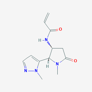 molecular formula C12H16N4O2 B2756163 N-[(2R,3R)-1-Methyl-2-(2-methylpyrazol-3-yl)-5-oxopyrrolidin-3-yl]prop-2-enamide CAS No. 2223087-33-8