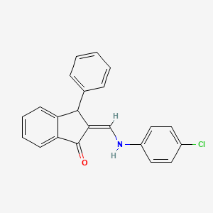 molecular formula C22H16ClNO B2756164 2-[(4-Chloroanilino)methylene]-3-phenyl-1-indanone CAS No. 337921-23-0