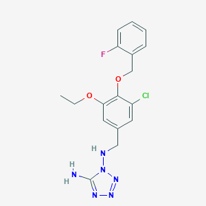 molecular formula C17H18ClFN6O2 B275617 N~1~-{3-chloro-5-ethoxy-4-[(2-fluorobenzyl)oxy]benzyl}-1H-tetrazole-1,5-diamine 
