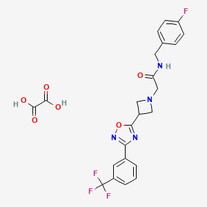 molecular formula C23H20F4N4O6 B2756175 N-(4-fluorobenzyl)-2-(3-(3-(3-(trifluoromethyl)phenyl)-1,2,4-oxadiazol-5-yl)azetidin-1-yl)acetamide oxalate CAS No. 1428373-54-9