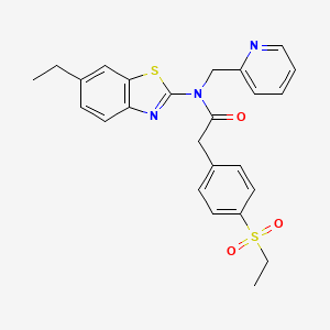 molecular formula C25H25N3O3S2 B2756199 N-(6-ethylbenzo[d]thiazol-2-yl)-2-(4-(ethylsulfonyl)phenyl)-N-(pyridin-2-ylmethyl)acetamide CAS No. 941932-04-3