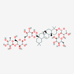 [(2S,3R,4S,5S,6R)-6-[[(2R,3R,4R,5S,6R)-3,4-dihydroxy-6-(hydroxymethyl)-5-[(2S,3R,4R,5R,6S)-3,4,5-trihydroxy-6-methyloxan-2-yl]oxyoxan-2-yl]oxymethyl]-3,4,5-trihydroxyoxan-2-yl] (4aS,6aS,6bR,10S,12aR)-10-[(2S,3R,4S,5S)-4,5-dihydroxy-3-[(2S,3R,4S,5S,6R)-3,4,5-trihydroxy-6-(hydroxymethyl)oxan-2-yl]oxyoxan-2-yl]oxy-2,2,6a,6b,9,9,12a-heptamethyl-1,3,4,5,6,6a,7,8,8a,10,11,12,13,14b-tetradecahydropicene-4a-carboxylate