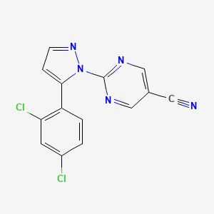 2-[5-(2,4-dichlorophenyl)-1H-pyrazol-1-yl]-5-pyrimidinecarbonitrile