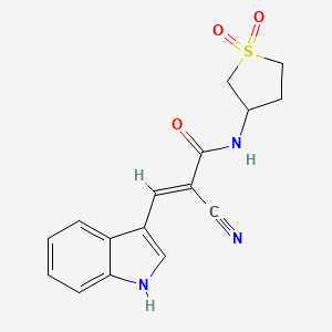 molecular formula C16H15N3O3S B2756215 (E)-2-cyano-N-(1,1-dioxidotetrahydrothiophen-3-yl)-3-(1H-indol-3-yl)acrylamide CAS No. 879858-80-7
