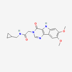 molecular formula C18H20N4O4 B2756216 N-(cyclopropylmethyl)-2-(7,8-dimethoxy-4-oxo-4,5-dihydro-3H-pyrimido[5,4-b]indol-3-yl)acetamide CAS No. 1189449-45-3